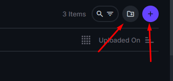 Кнопки создания папки и добавления файла